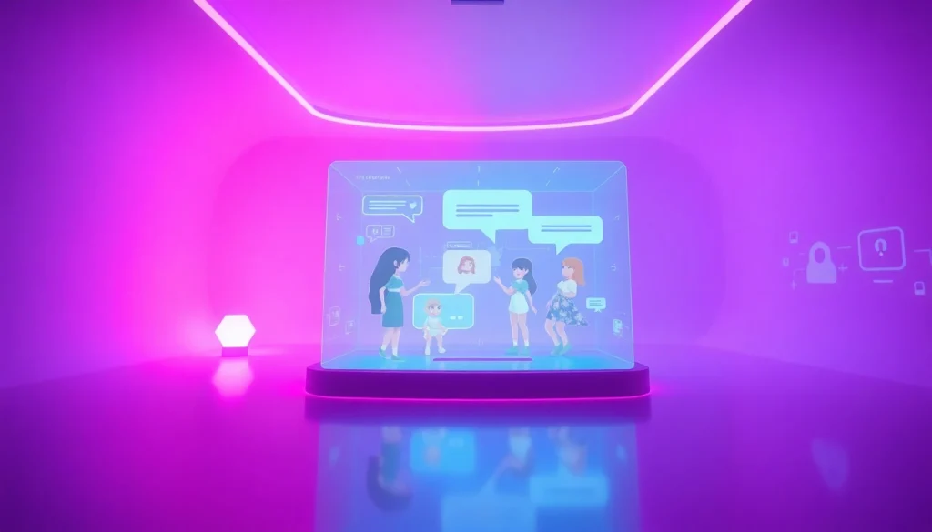 Engaging NSFW AI chat scene showcasing futuristic digital interaction.